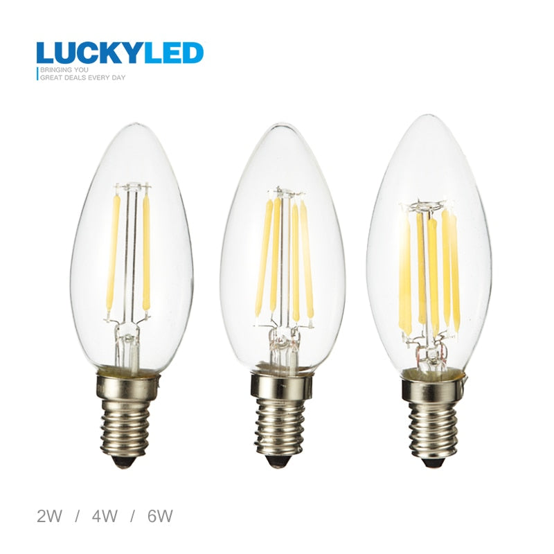 LUCKY LED Candle Bulb E14 2W 4W 6W AC 220V 110V