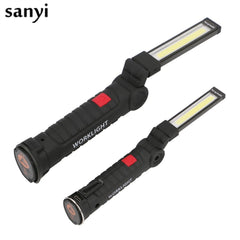 Portable 5 Mode COB Flashlight Torch USB Rechargeable LED