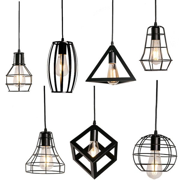 7 type modern black cage pendant lights
