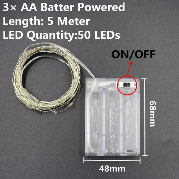 1/2/5/10M 10-100 LEDs Christmas Garland Copper Wire LED String Lamp