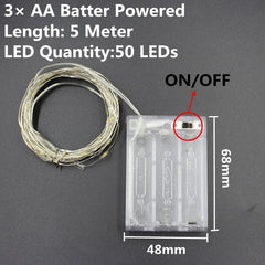 1/2/5/10M 10-100 LEDs Christmas Garland Copper Wire LED String Lamp