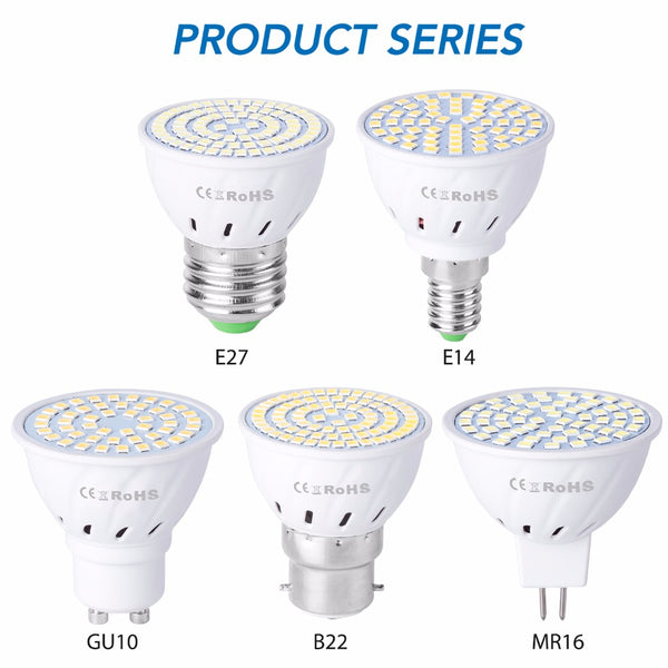 GU10 LED E27 Lamp E14 Spotlight Bulb 48 60 80leds lampara