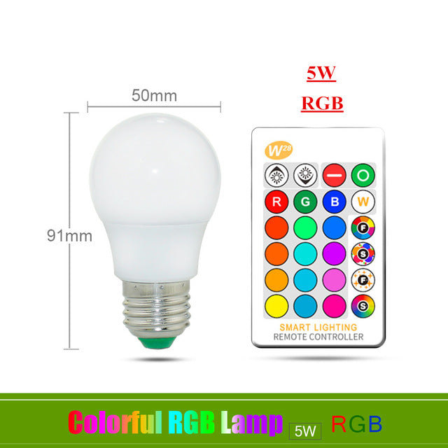 E27 LED Bulb 5W 10W 15W RGB + White 16 Color LED Lamp