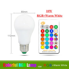 E27 LED Bulb 5W 10W 15W RGB + White 16 Color LED Lamp