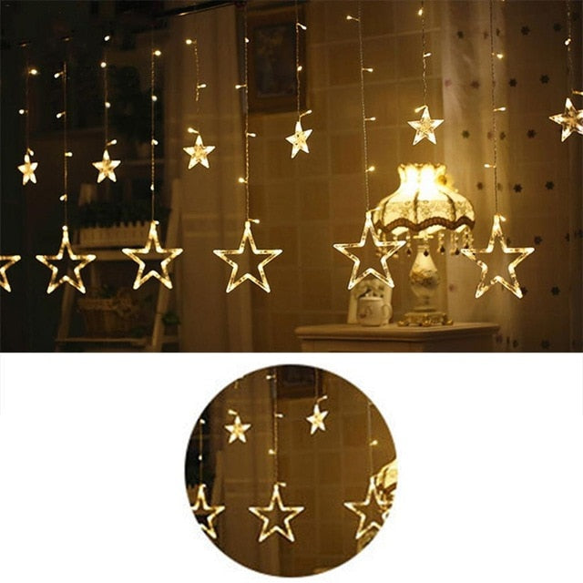 LED String Lights Pentagram Star Curtain Light