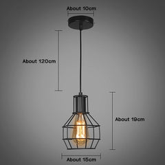 Modern Pendant Light Black Iron Hanging Cage