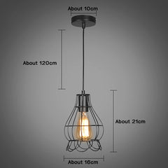 Modern Pendant Light Black Iron Hanging Cage