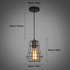 Modern Pendant Light Black Iron Hanging Cage