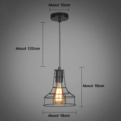 Modern Pendant Light Black Iron Hanging Cage