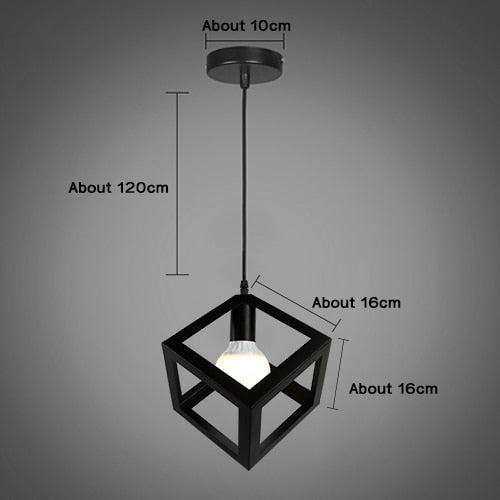 Modern Pendant Light Black Iron Hanging Cage