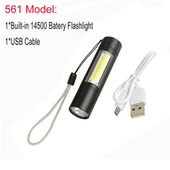 Multifunctional LED Flashlight USB Rechargeable battery