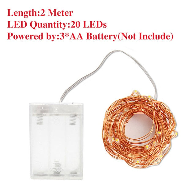 LED String Fairy Light 1-10M Garland CR2032 AA on Battery Powered