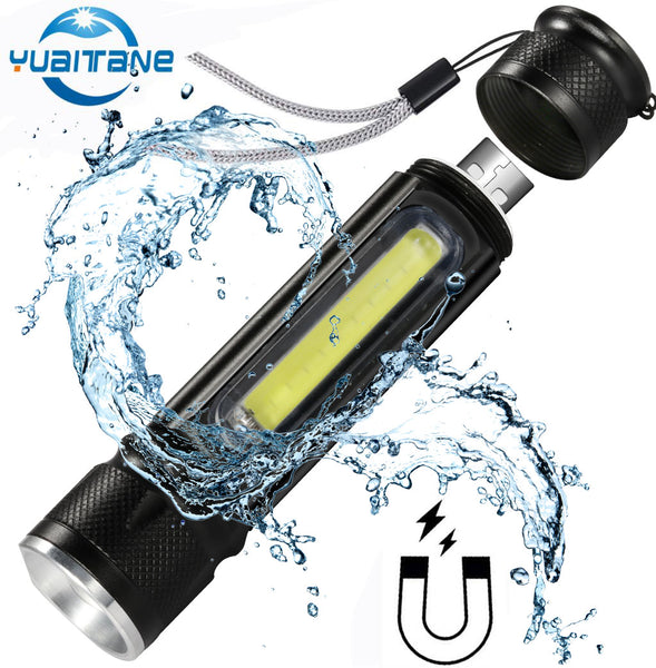 Multifunctional LED Flashlight USB Rechargeable battery